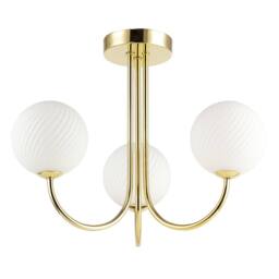 Happy Homewares Modern Ceiling Light Fitting with Opal Swirl Globe Glass Shade in Gold - thumbnail 5