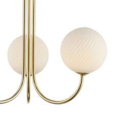 Happy Homewares Modern Ceiling Light Fitting with Opal Swirl Globe Glass Shade in Gold - thumbnail 3