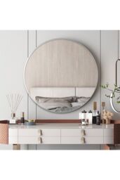 Living and Home 40cm Nordic Round Silver Metal Frame Wall Mirror - thumbnail 4