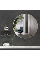Living and Home 40cm Nordic Round Silver Metal Frame Wall Mirror - thumbnail 3