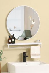 Living and Home 40cm Nordic Round Silver Metal Frame Wall Mirror - thumbnail 1