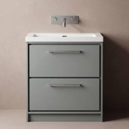 Balterley Bathroom 2 Soft-Close Drawer Floor, Fireclay Basin, Grey, 800mm in Grey - thumbnail 3