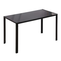 HOMCOM Modern Rectangular 4 Seater Dining Table with Tempered Glass Top in Black - thumbnail 2