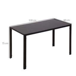 HOMCOM Modern Rectangular 4 Seater Dining Table with Tempered Glass Top in Black - thumbnail 3
