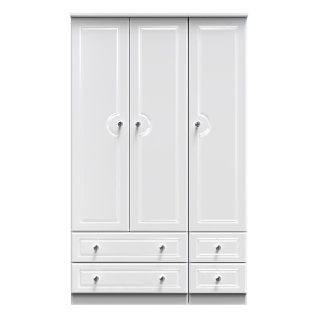 Ready Assembled 2 U Stratford Tall Triple 2 Drawer + Drawer Wardrobe (Ready Assembled) in White - image 1