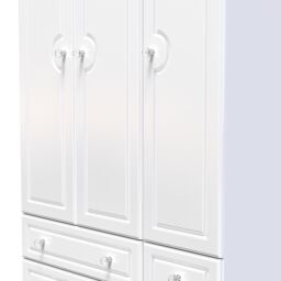 Ready Assembled 2 U Stratford Tall Triple 2 Drawer + Drawer Wardrobe (Ready Assembled) in White - thumbnail 4