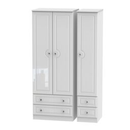 Ready Assembled 2 U Stratford Tall Triple 2 Drawer + Drawer Wardrobe (Ready Assembled) in White - thumbnail 9