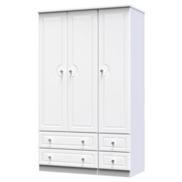 Ready Assembled 2 U Stratford Tall Triple 2 Drawer + Drawer Wardrobe (Ready Assembled) in White - thumbnail 3
