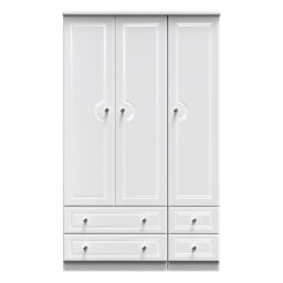 Ready Assembled 2 U Stratford Tall Triple 2 Drawer + Drawer Wardrobe (Ready Assembled) in White - thumbnail 1