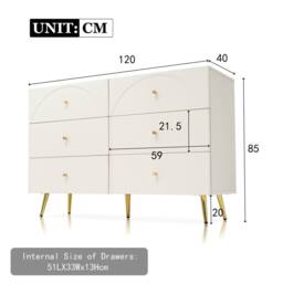 BTM Sideboard Cabinet for Living Room, Chest of Drawers with 6 drawers in White - thumbnail 2