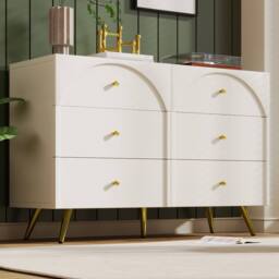 BTM Sideboard Cabinet for Living Room, Chest of Drawers with 6 drawers in White - thumbnail 6