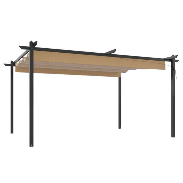 Berkfield Home Garden Gazebo with Retractable Roof 4x3 m Taupe in Beige - image 1