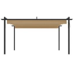 Berkfield Home Garden Gazebo with Retractable Roof 4x3 m Taupe in Beige - thumbnail 4