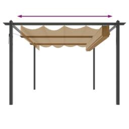 Berkfield Home Garden Gazebo with Retractable Roof 4x3 m Taupe in Beige - thumbnail 5