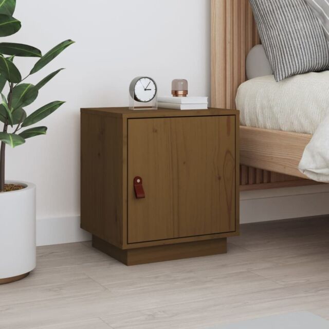 Berkfield Home Bedside Cabinet Honey Brown 40x34x45 cm Solid Wood Pine - Size: 40 x 34 x 45 cm - image 1