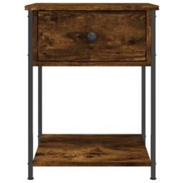 Berkfield Home Elegant Bedside Tables 2 pcs Smoked Oak 44x45x58 cm Engineered Wood in Brown - Size: 44 x 45 x 58 cm - thumbnail 7