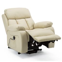 More4Homes Chester Single Motor Rise Recliner Bonded Leather Heat & Massage Chair in Cream - thumbnail 3