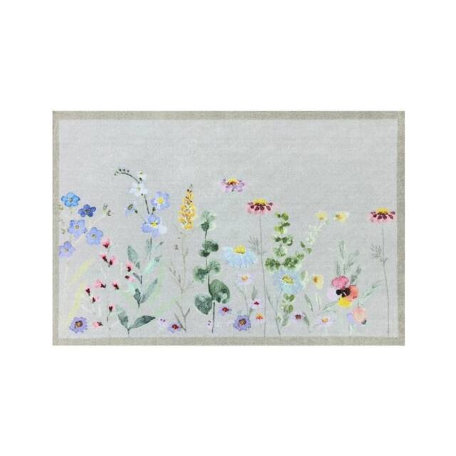 The Rug Shop UK Multi Modern Floral Easy to Clean Mat in Grey - Size: 50 cm x 75 cm - image 1