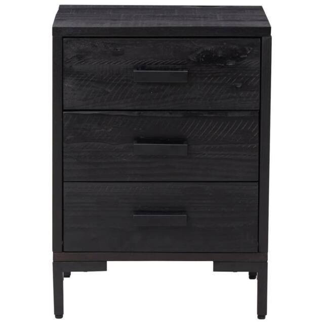 Berkfield Home Decorative Bedside Cabinet Black 36x30x54 cm Solid Pinewood - Size: 36 x 30 x 54 cm - image 1