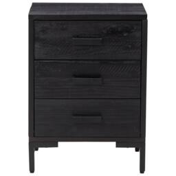 Berkfield Home Decorative Bedside Cabinet Black 36x30x54 cm Solid Pinewood - Size: 36 x 30 x 54 cm - thumbnail 1