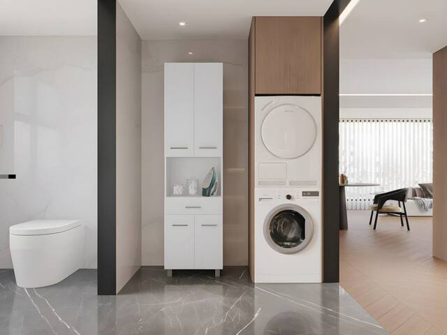 Vente-unique Freestanding Bathroom Tall Unit - 180 Cm - White - MINELA - image 1