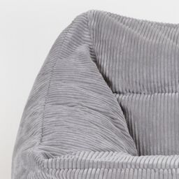 icon Corduroy Bean Bag Armchair & Round Beanbag Footstool in Light Grey - thumbnail 4