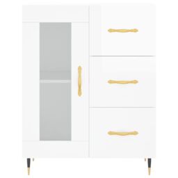 Berkfield Home Sideboard High Gloss White 69.5x34x90 cm Engineered Wood - thumbnail 5