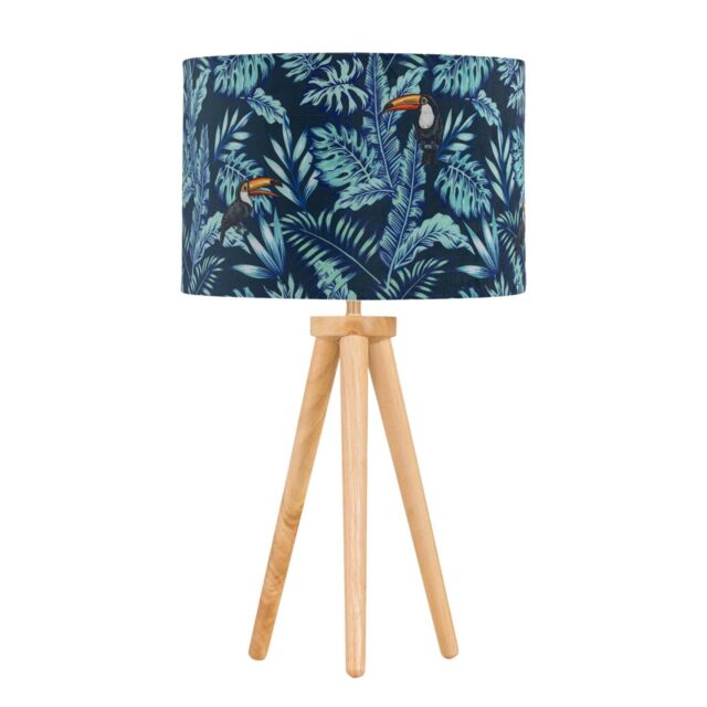 First Choice Lighting Voyage - Light Oak Table Lamp or Bedside Light with Toucan Shade in Brown - image 1