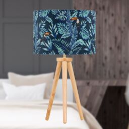 First Choice Lighting Voyage - Light Oak Table Lamp or Bedside Light with Toucan Shade in Brown - thumbnail 3