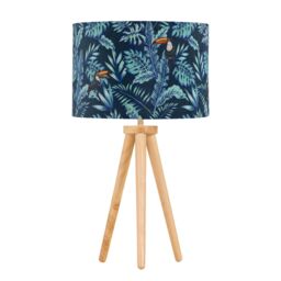 First Choice Lighting Voyage - Light Oak Table Lamp or Bedside Light with Toucan Shade in Brown - thumbnail 1