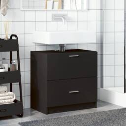 Berkfield Home Sink Cabinet Black 59x37x59 cm Engineered Wood - Size: 59 x 37 x 59 cm - thumbnail 3