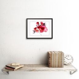 "Artery8 Wall Art Print Flower Roses Watercolour Art Framed 9x7 inch in Black - Size: W7"" x H9""" - thumbnail 2