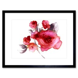 "Artery8 Wall Art Print Flower Roses Watercolour Art Framed 9x7 inch in Black - Size: W7"" x H9""" - thumbnail 1