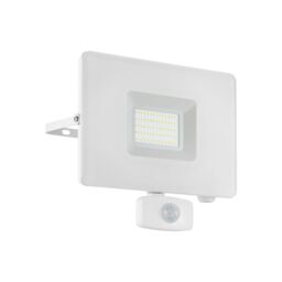 Loops IP44 Outdoor Flood Light & PIR Sensor White Aluminium 50W Built in LED