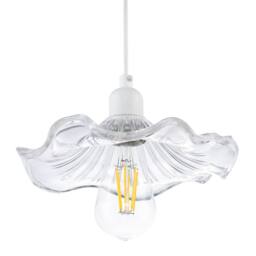 Happy Homewares Designer Lined Glass Pendant Light Shade with Wavy Ruffled Edge in Clear - thumbnail 3