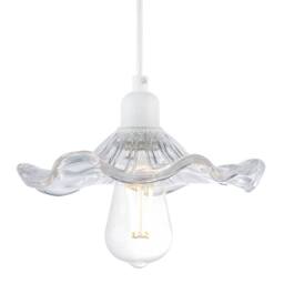 Happy Homewares Designer Lined Glass Pendant Light Shade with Wavy Ruffled Edge in Clear - thumbnail 2