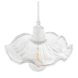 Happy Homewares Designer Lined Glass Pendant Light Shade with Wavy Ruffled Edge in Clear - thumbnail 5