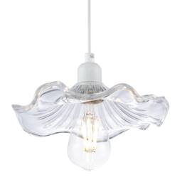 Happy Homewares Designer Lined Glass Pendant Light Shade with Wavy Ruffled Edge in Clear - thumbnail 6