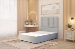 "Somnior Eleanor Linen Divan Bed Set with Pillowtop Mattress & 54"" Headboard in Light Grey - Size: Double" - thumbnail 4