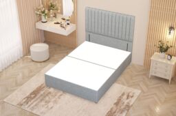 "Somnior Eleanor Linen Divan Bed Set with Pillowtop Mattress & 54"" Headboard in Light Grey - Size: Double" - thumbnail 5