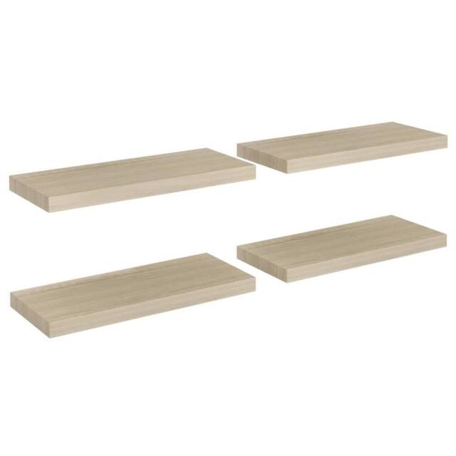 Berkfield Home Floating Wall Shelves 4 pcs Oak 60x23.5x3.8 cm MDF in Light Oak - image 1
