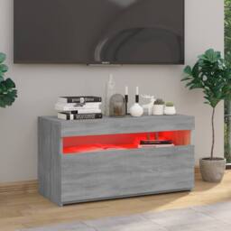 Berkfield Home TV Cabinet with LED Lights Grey Sonoma 75x35x40 cm - Size: 75 x 35 x 40 cm - thumbnail 1