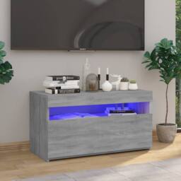 Berkfield Home TV Cabinet with LED Lights Grey Sonoma 75x35x40 cm - Size: 75 x 35 x 40 cm - thumbnail 2