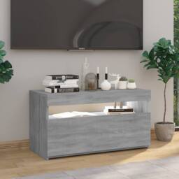 Berkfield Home TV Cabinet with LED Lights Grey Sonoma 75x35x40 cm - Size: 75 x 35 x 40 cm - thumbnail 4
