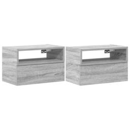 Berkfield Home Wall-mounted Bedside Cabinets 2 pcs Grey Sonoma 45x26x28.5 cm - thumbnail 1