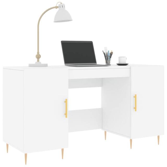 Berkfield Home Elegant Desk White 140x50x75 cm Engineered Wood - Size: 140 x 50 x 75 cm - image 1