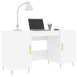 Berkfield Home Elegant Desk White 140x50x75 cm Engineered Wood - Size: 140 x 50 x 75 cm - thumbnail 1