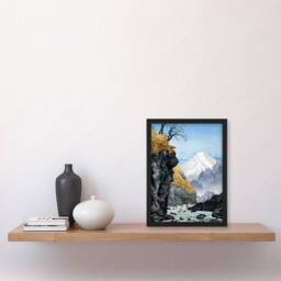 Artery8 Foot Of Mount Ashitaka Vintage Japan Framed Wall Art Print Takahashi in Blue - Size: A4 - thumbnail 4