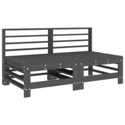 Berkfield Home Garden Middle Sofas 2 pcs Grey Solid Wood Pine