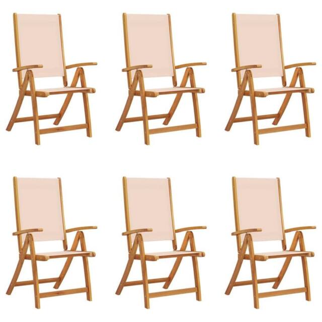 Berkfield Home Folding Garden Chairs 6 pcs Solid Wood Acacia & Textilene in Brown - image 1